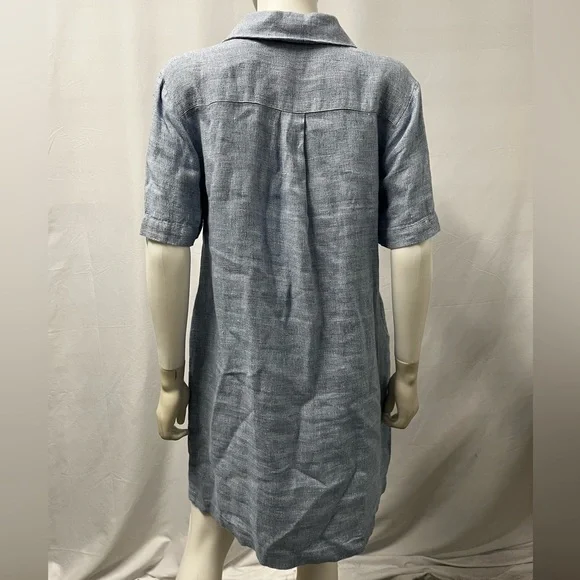 FAHERTY Linen Blue Casual Relaxed Comfy Play Day Dress Women Medium - Picture 6 of 8